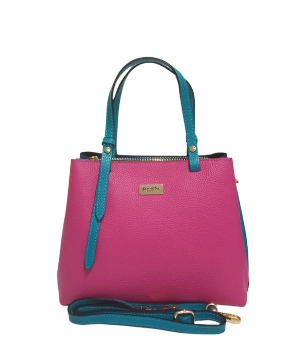 Bőr Táska, 2 OLDAL, Pretta Modell - 7040 Fuksia - Türkiz - Kék