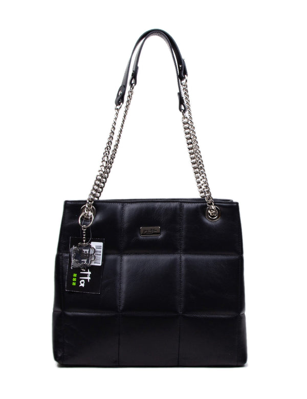 Bőrtáska, Pretta 7335 modell-Fekete- ARANY KIEGÉSZÍTŐK