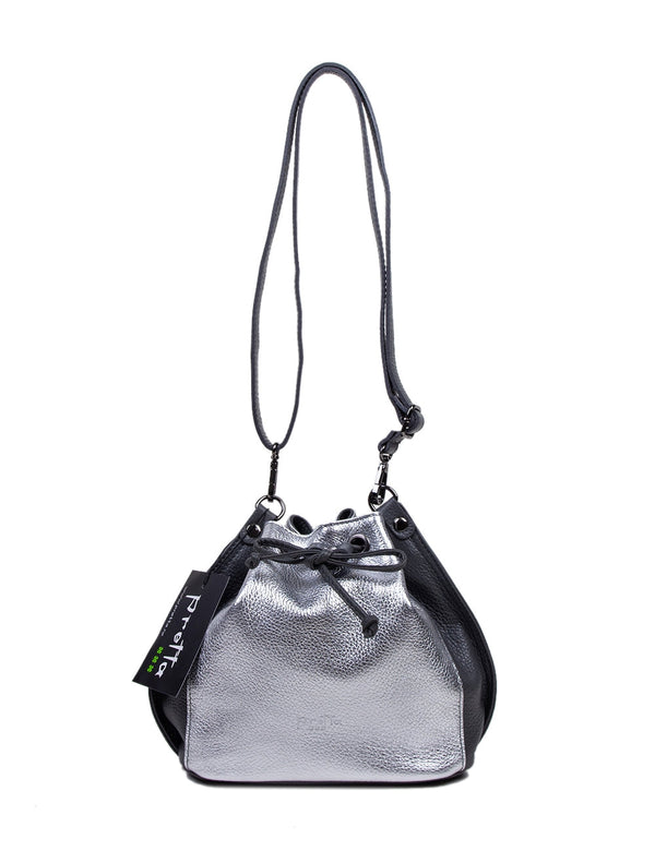 Kis valódi bőrtáska, Pretta 246 – sötétszürke–ezüst