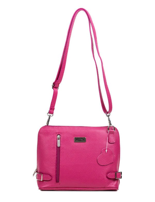 Bőrtáska postás típus, Pretta modell - 4098 - magenta